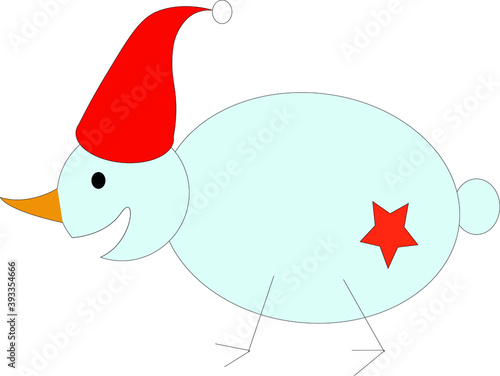 funny drawing snowman dog on white background