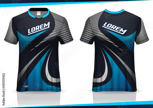 Jersey mockup. t-shirt sport design template for runner, uniform front and back view. blue color