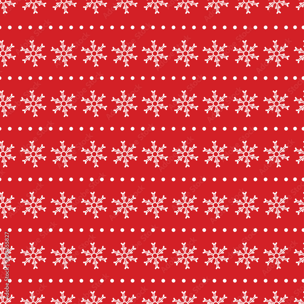 Christmas seamless pattern. White snowflakes on the red background.