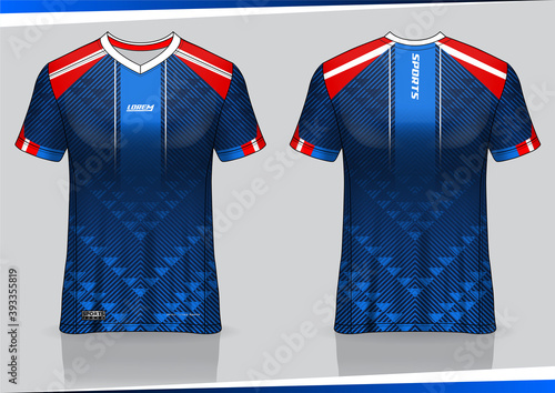 Jersey mockup. t-shirt sport design template for runner, uniform front and back view. blue color