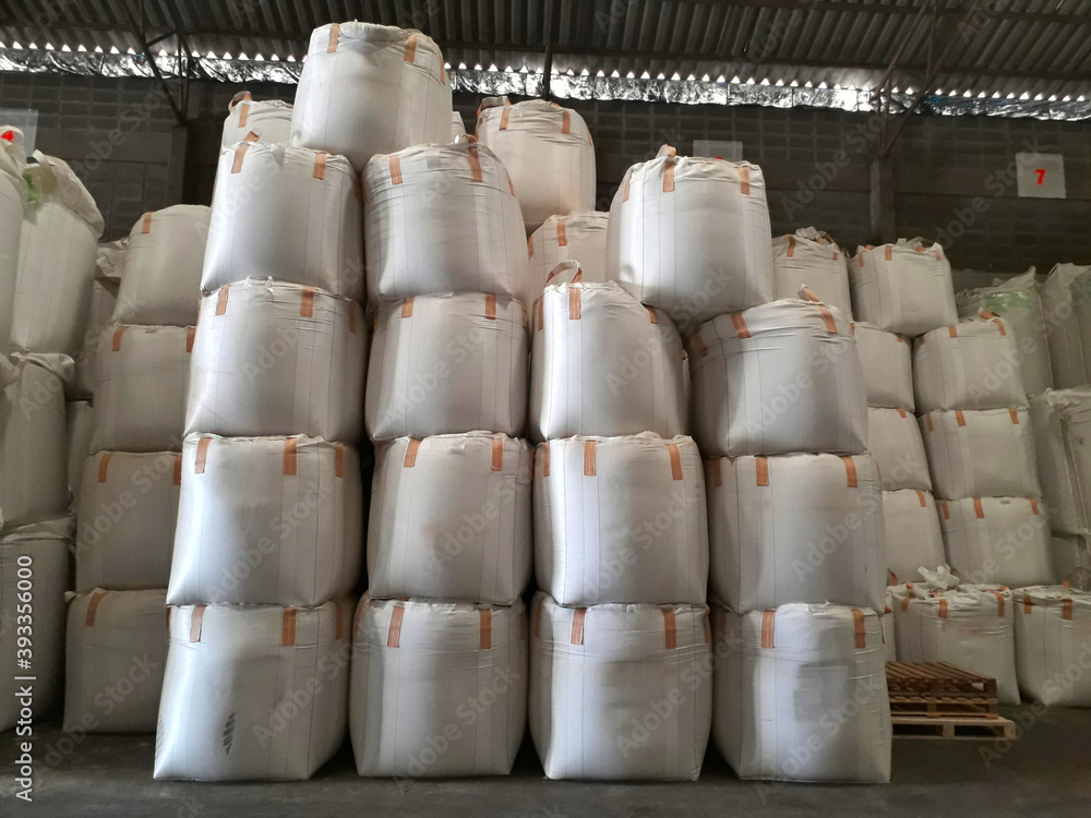 Chemical fertilizer Urea Stockpile jumbo-bag in the warehouse waiting for shipment. Chemical fertilizer Urea Stockpile jumbo-bag in the warehouse waiting for shipment.