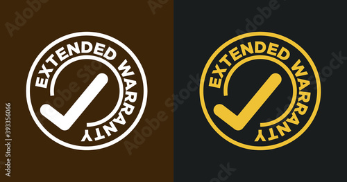 yellow & white colored text of extended warranty vector illustration, simple, flat 