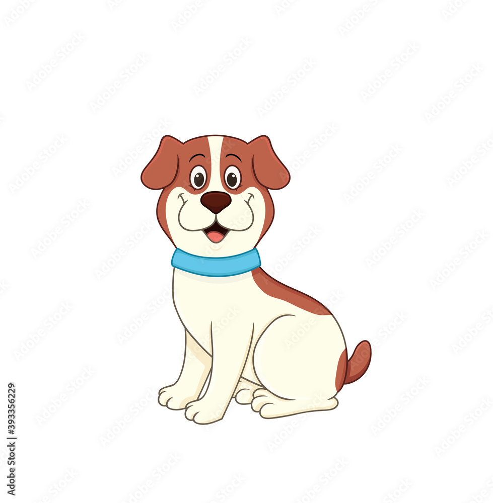 cute puppy in a blue collar. vector illustration character in cartoon style. isolated on white background cute puppy in a blue collar. vector illustration character in cartoon style. isolated on white background