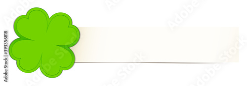 Glänzendes Grünes Kleeblatt Papierstreifen Beige