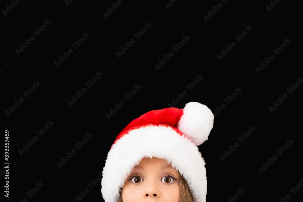Beautiful little girl in a Christmas hat. Beautiful little girl in a Christmas hat.