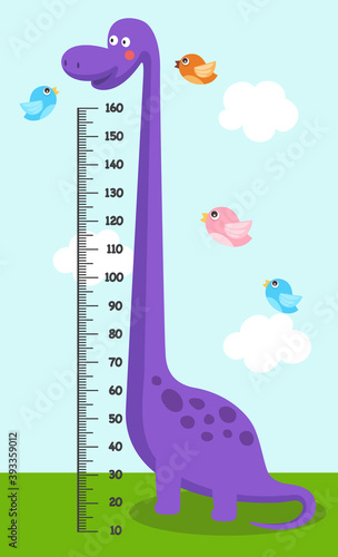 Картината върху платно Meter wall with dinosaur.vector illustration.