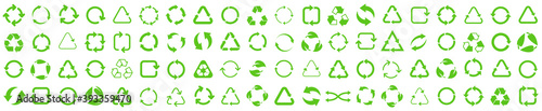Biodegradable, compostable, recyclable icon set. Set of green arrow recycle. Flat design web elements for website, app for infographics materials. Green recycling .Vector illustration