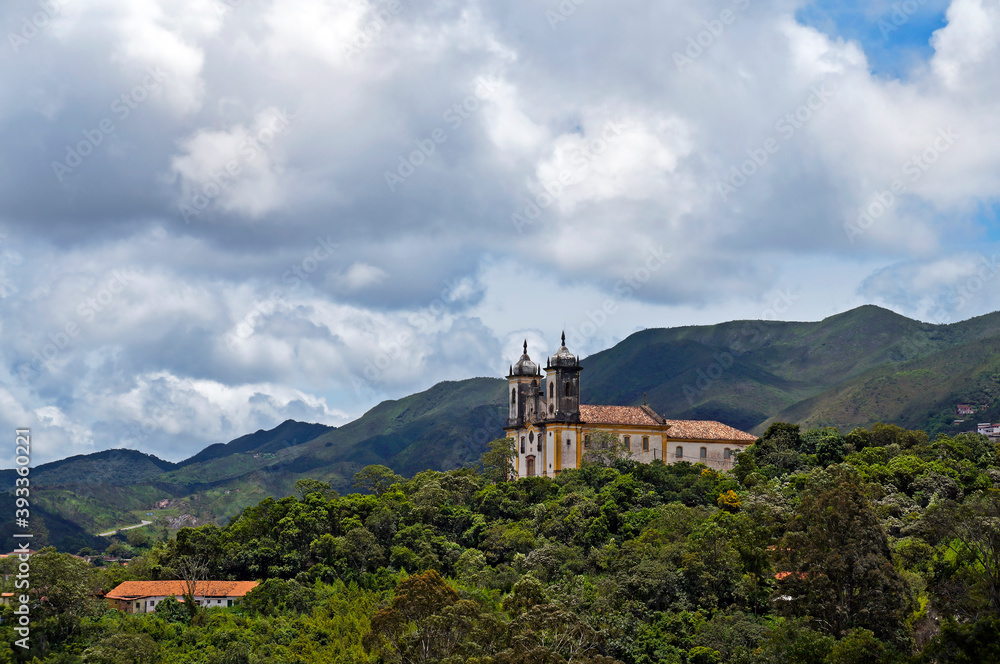 Baroque church in historical city of Ouro Preto, Minas Gerais, Brazil 