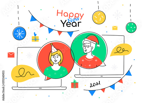 Happy New Year 2021 - flat design style illustration