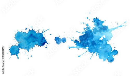 Abstract Blue Water color Splash on white background.