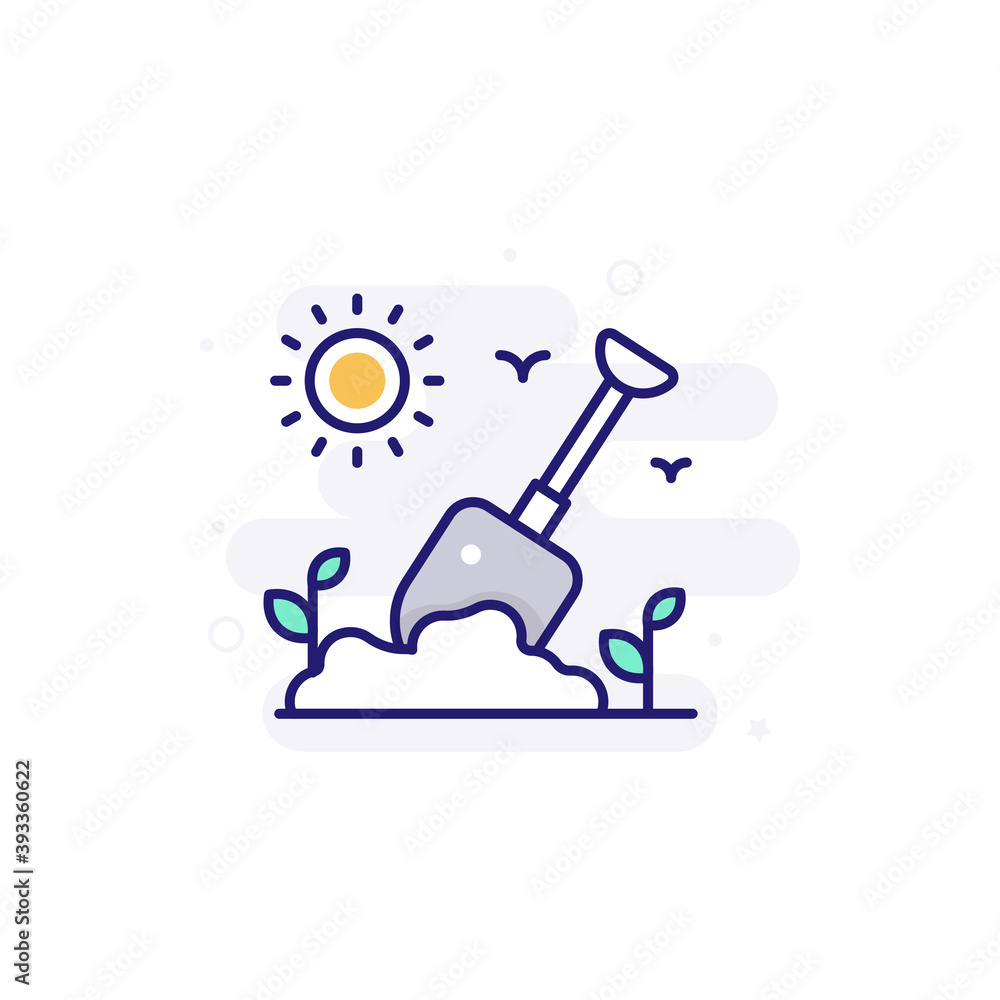 Digging illustration Outline Filled Style Icon. EPS File 10 Digging illustration Outline Filled Style Icon. EPS File 10