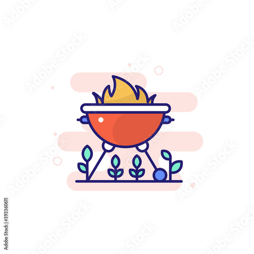 Grill illustration Outline Filled Style Icon. EPS File 10