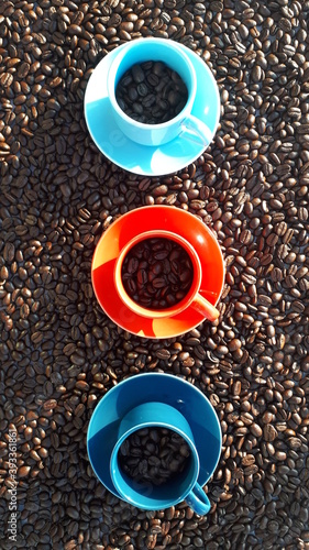 Coffee Cups on Coffee Beans