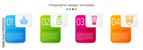 Set line Shower head, Bottle of shampoo, Tube toothpaste and Epilator. Business infographic template. Vector.