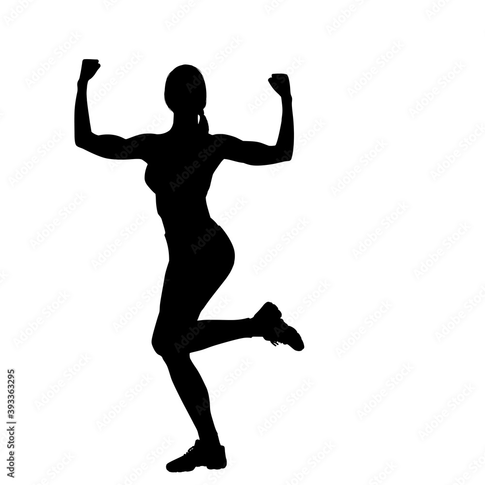 Silhouette Of Healthy Fitness Woman Pose