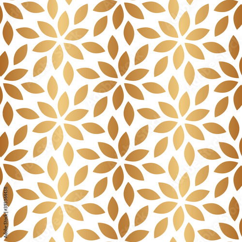 Vector seamless pattern. Gold abstract geometric background. Modern stylish floral texture. Golden flowers lattice. Repeating elegant flower for design wallpaper, wrapping paper, gift wrappers, prints