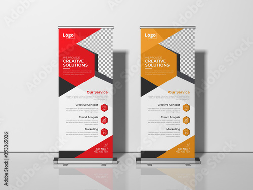 abstract roll up banner standee, Corporate rollup, or X banner design template, business presentation
