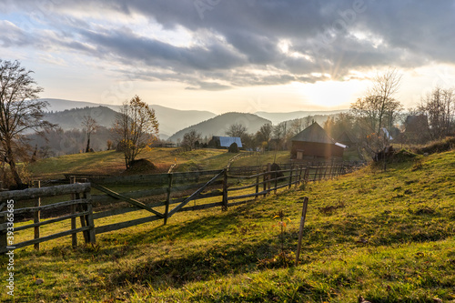 picturesque view of the mountains of Romania fall