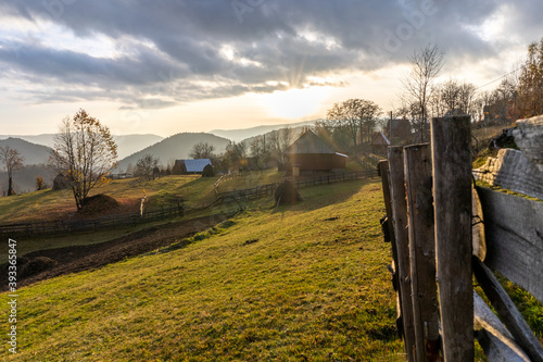 picturesque view of the mountains of Romania fall