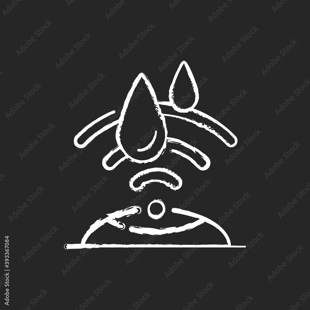 Water sensor chalk white icon on black background. Detecting rain ...