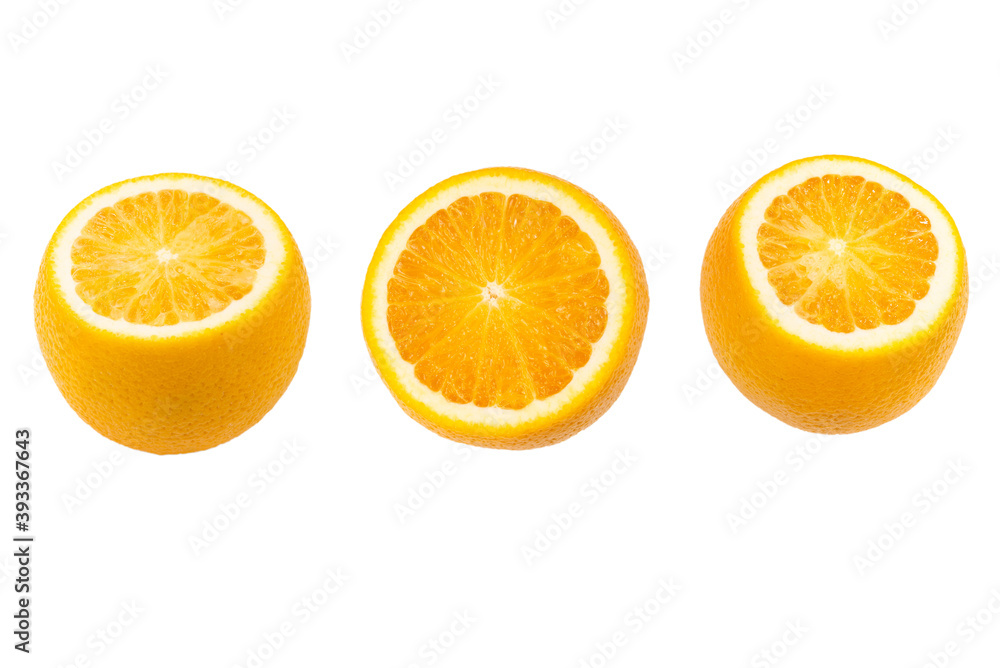 Half orange isolated on white background. Half orange isolated on white background.
