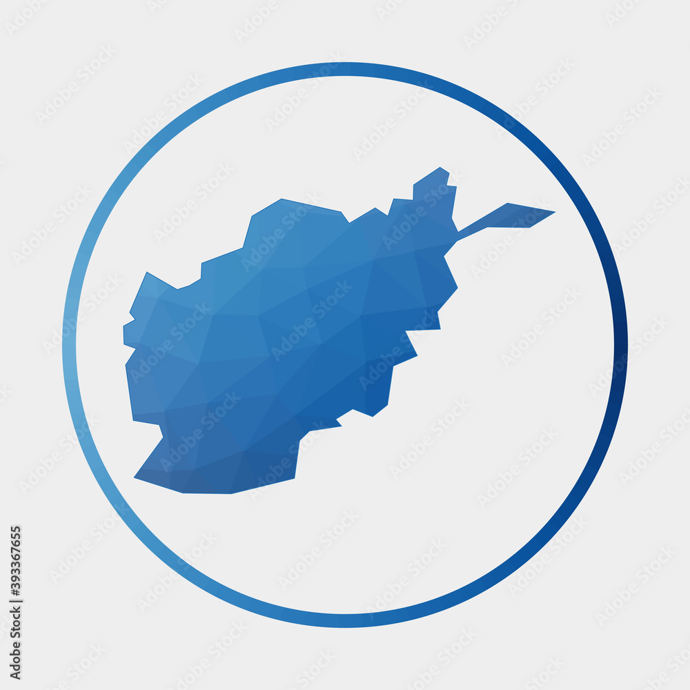 Afghanistan icon. Polygonal map of the country in gradient ring. Round low poly Afghanistan sign. Vector illustration.