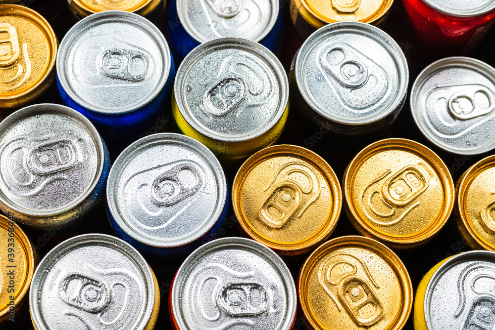 Group of aluminium cans, cold drink. Top view. Group of aluminium cans, cold drink. Top view.