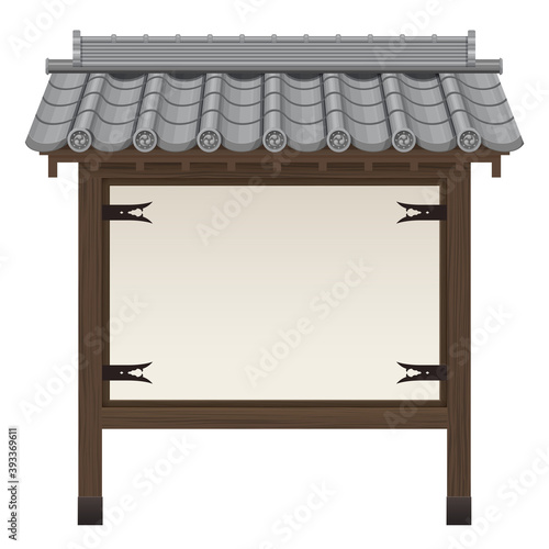 瓦屋根のついた和風な看板_掲示板_イラスト