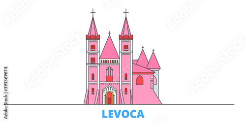 Slovakia, Levoca cityscape line vector. Travel flat city landmark, oultine illustration, line world icons