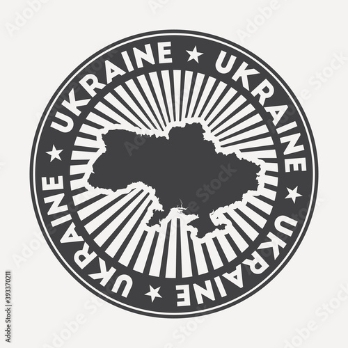 Ukraine round logo. Vintage travel badge with the circular name and map of country, vector illustration. Can be used as insignia, logotype, label, sticker or badge of the Ukraine.
