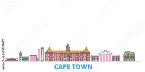 South Africa, Cape Town cityscape line vector. Travel flat city landmark, oultine illustration, line world icons