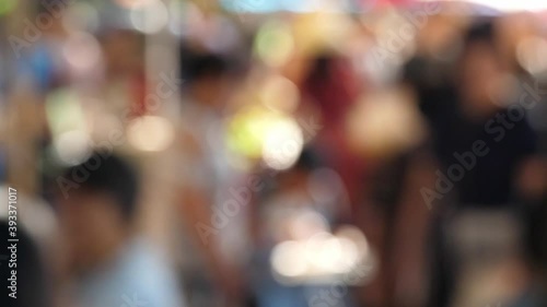 Wallpaper Mural Slow motion speed blur scene on group of traveler traveling in local craft market, tourist relax walking and enjoy shopping in street food shop, buyer look for goods to buy Torontodigital.ca