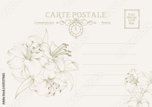 Vintage postcard background template. Vector illustration