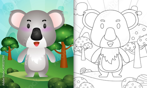 coloring book for kids with a cute koala character illustration