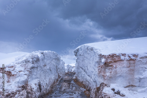 Wallpaper Mural Mountain winter road with meters of snow, Bakhmaro in winter, Guria, Georgia. Torontodigital.ca