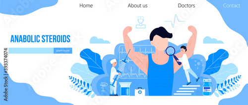 Doping test, sports nutrition, anabolic steroids concept vector. Sports medicine vector concept for landing page. Sports medical services.