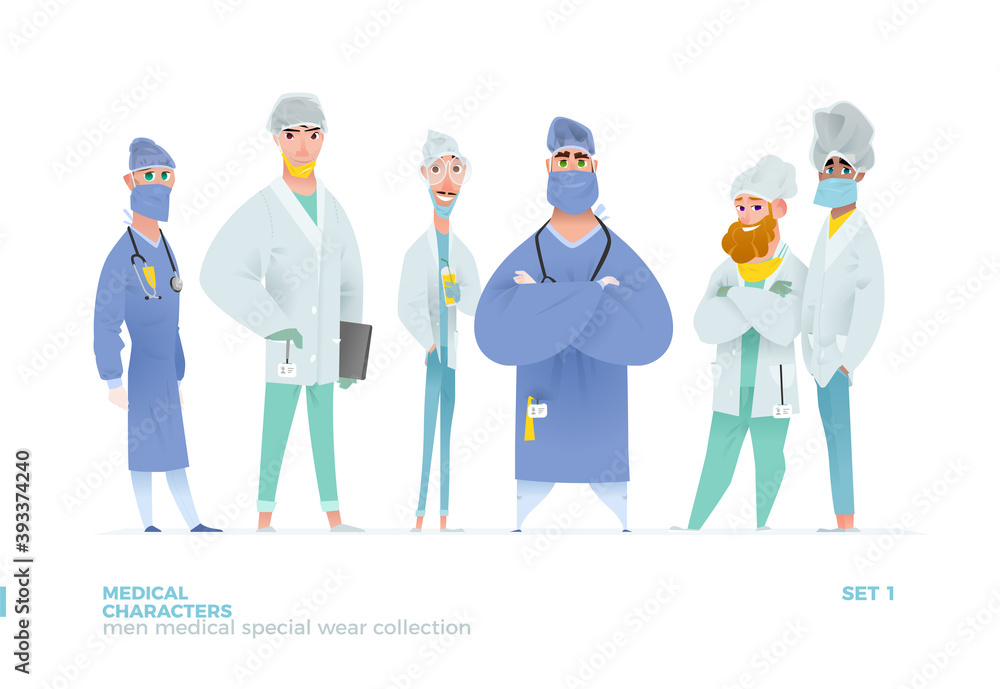 Medical Men Characters in Standing Pose. Medical Men Characters in Standing Pose.