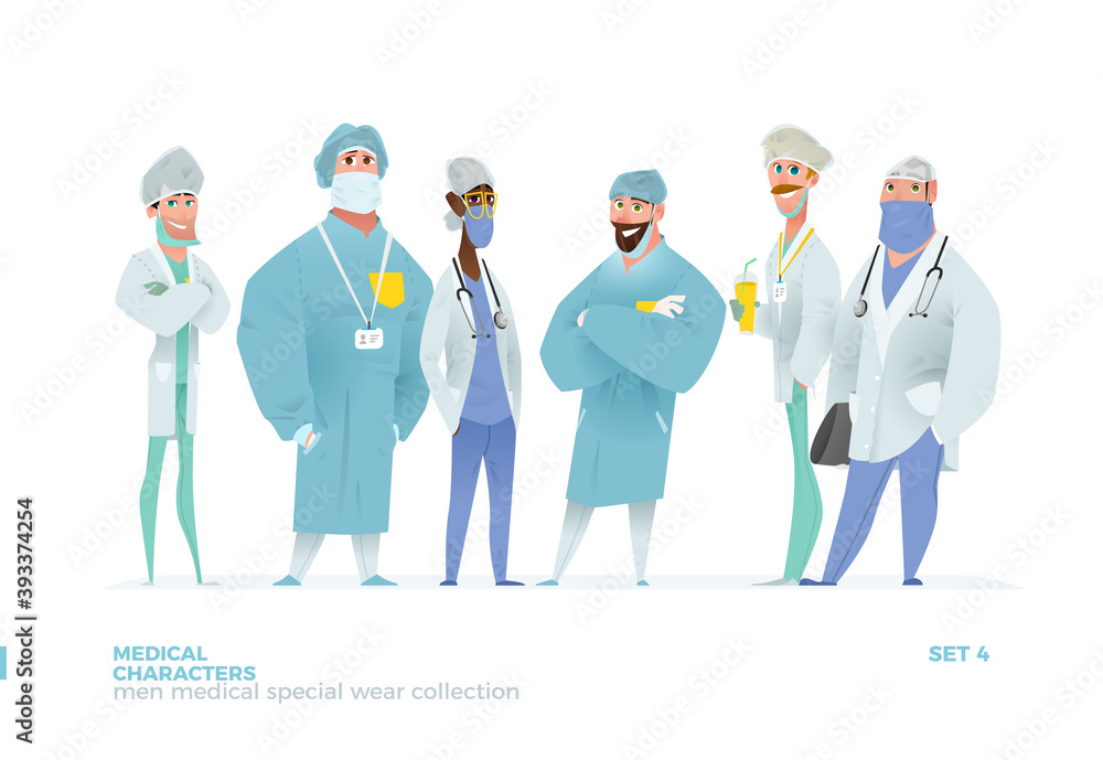 Medical Men Characters in Standing Pose. Medical Men Characters in Standing Pose.