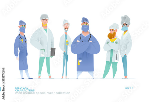 Medical Men Characters in Standing Pose. 