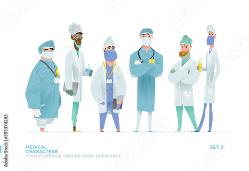 Medical Men Characters in Standing Pose. 