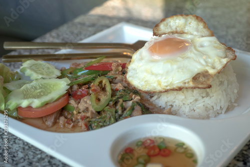 Holy Basil Fried Rice with Beef and Fried Egg