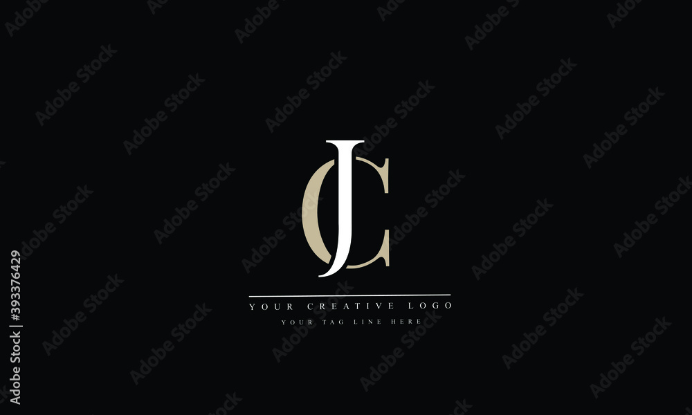 JC, CJ, J, C Letter Logo Design with Creative Modern Trendy Typography