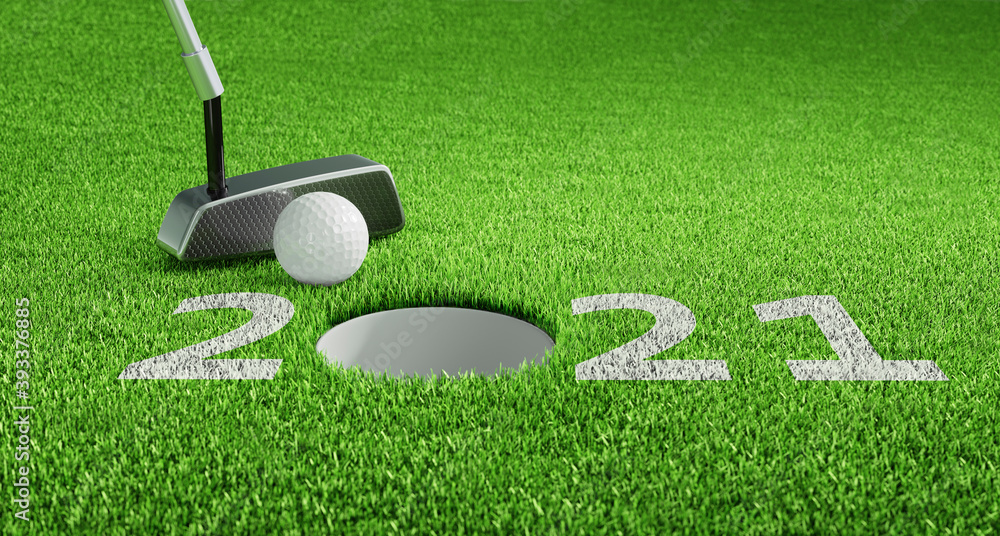 Fototapeta premium Golfball beim Putten 2021
