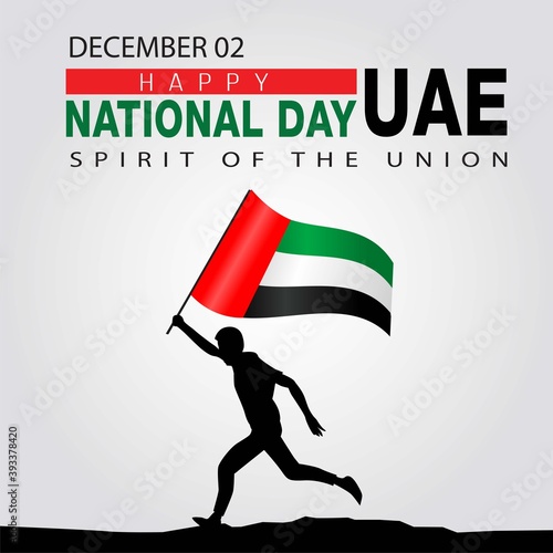 Happy national day UAE Vector Template Design Illustration. silhouette man running with flag
