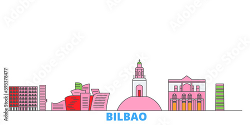 Spain, Bilbao cityscape line vector. Travel flat city landmark, oultine illustration, line world icons