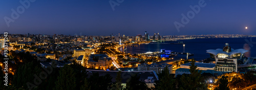 Evening in Baku. Panorama from Upland park