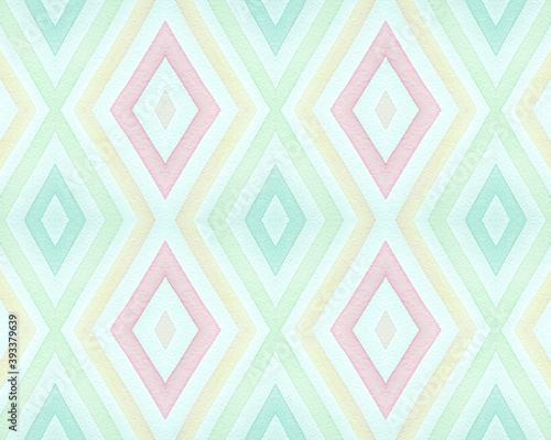 Seamless Rhombus Pattern. Watercolour Diamond 