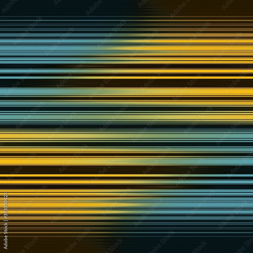 Obraz premium yellow and bright blue linear horizontal stripes on a jet black background transformed to abstract patterns and intricate designs