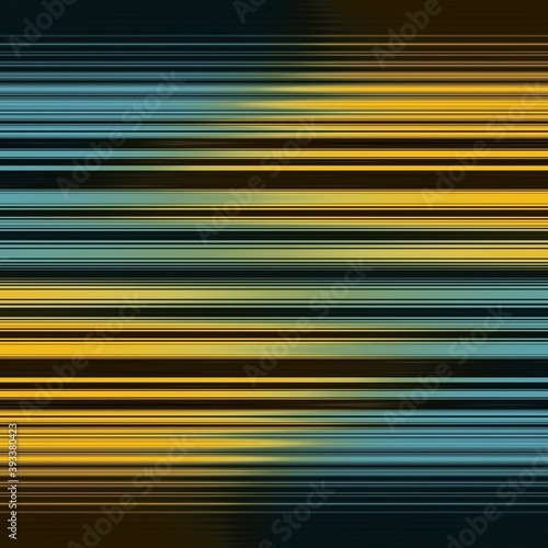 yellow and bright blue linear horizontal stripes on a jet black background transformed to abstract patterns and intricate designs