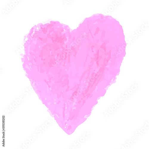 Vector colorful illustration of heart shape drawn with pink colored chalk pastels. Elements for design greeting card, poster, banner, Social Media post, invitation, sale, brochure, other graphic